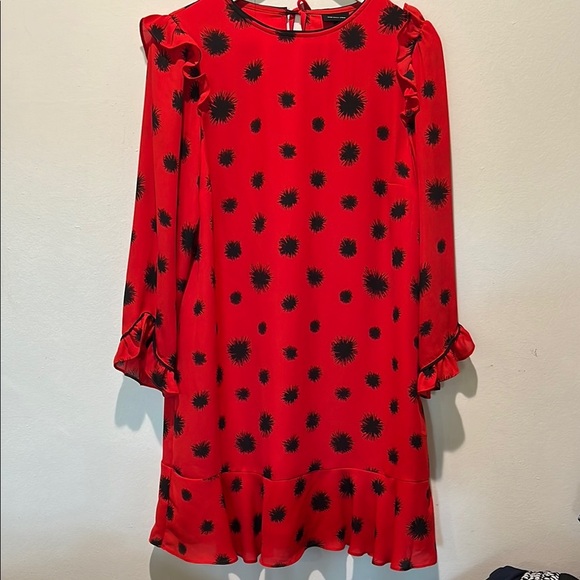 Who What Where Long Sleeve Red Dress Black Polka dots Size Small - Picture 1 of 5